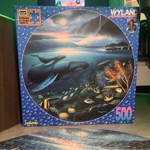 Vtg 1996 Wyland 500 Pc Round CORKBOARD Jigsaw Puzzle COMPLETE “Islands” Rose Art